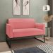 Namoradeira 02 Lugares Marisa Suede Rose Base Industrial Metálica Preto - D'Rossi