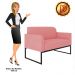 Namoradeira 02 Lugares Marisa Suede Rose Base Industrial Metálica Preto - D'Rossi