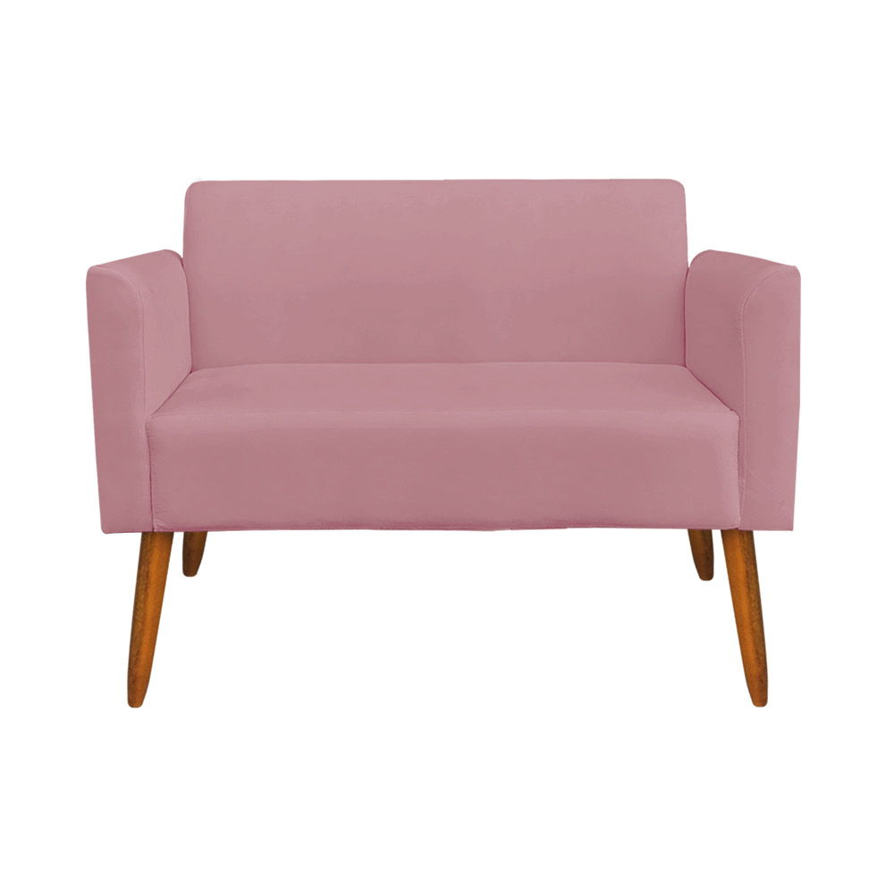 Namoradeira 02 Lugares Marisa Suede Rose Pés Palito Castanho D'Rossi