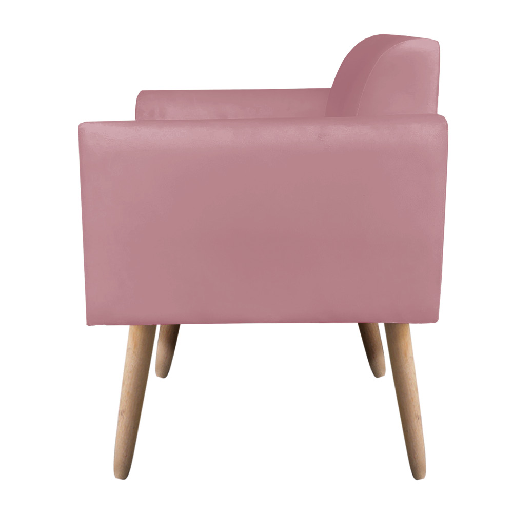 Namoradeira 02 Lugares Marisa Suede Rose Pés Palito Natural D'Rossi