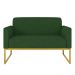 Namoradeira 02 Lugares Marisa Suede Verde Base Industrial Metálica Dourado D'Rossi