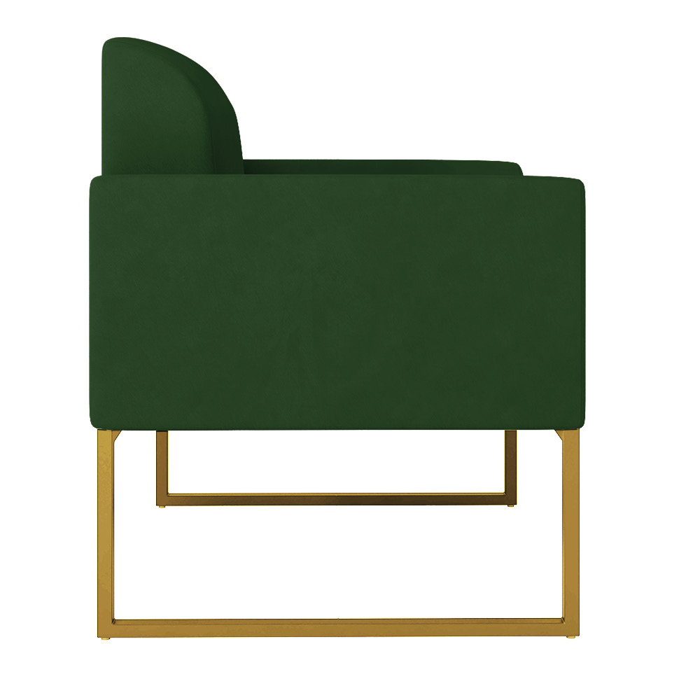 Namoradeira 02 Lugares Marisa Suede Verde Base Industrial Metálica Dourado D'Rossi