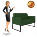 Namoradeira 02 Lugares Marisa Suede Verde Base Industrial Metálica Preto - D'Rossi
