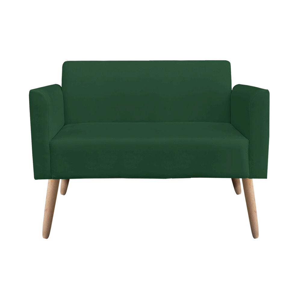 Namoradeira 02 Lugares Marisa Suede Verde Pés Palito Natural D'Rossi