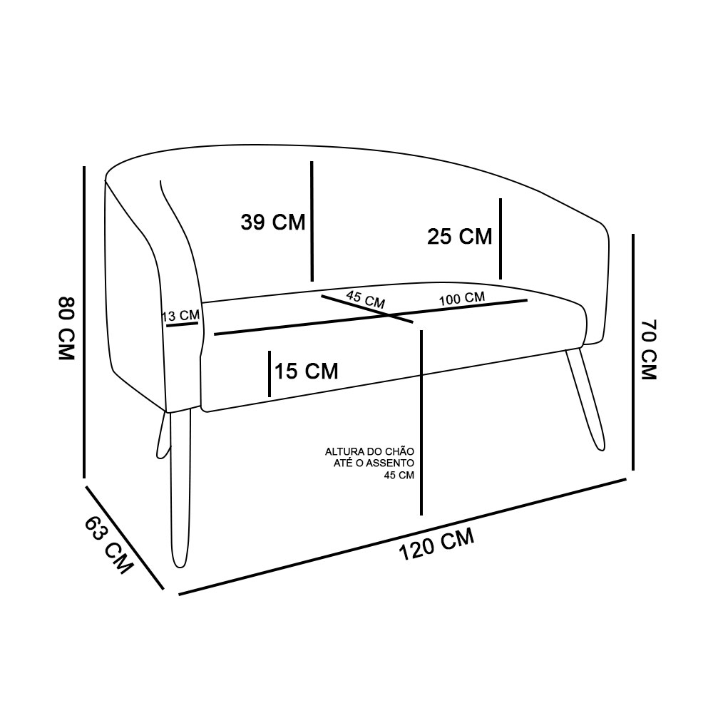 Namoradeira 02 Lugares Stella Linho Whisky Rosê A106 Pés Palito Natural - D'Rossi