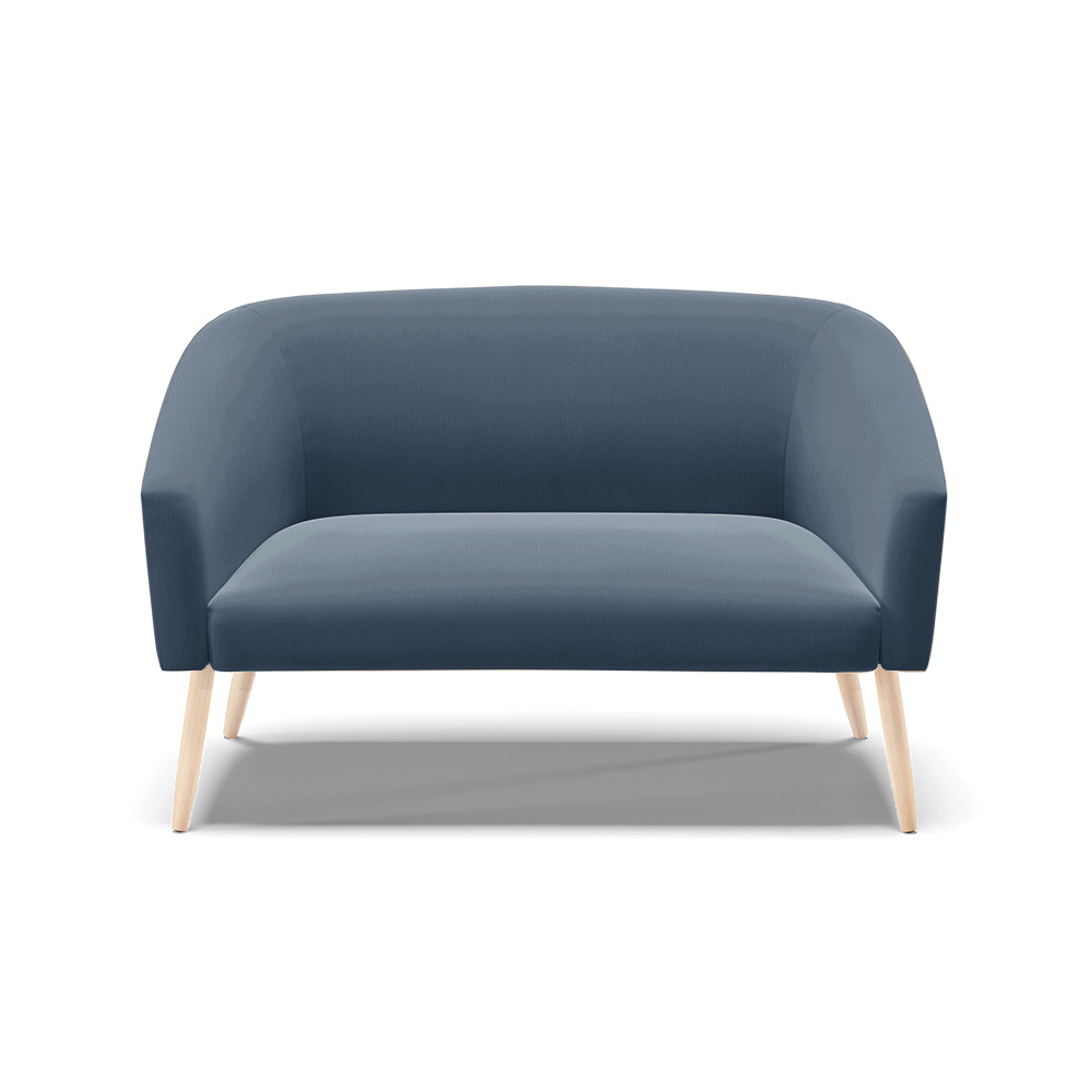 Namoradeira 02 Lugares Stella Suede Azul Marinho Pés Palito Natural - D'Rossi