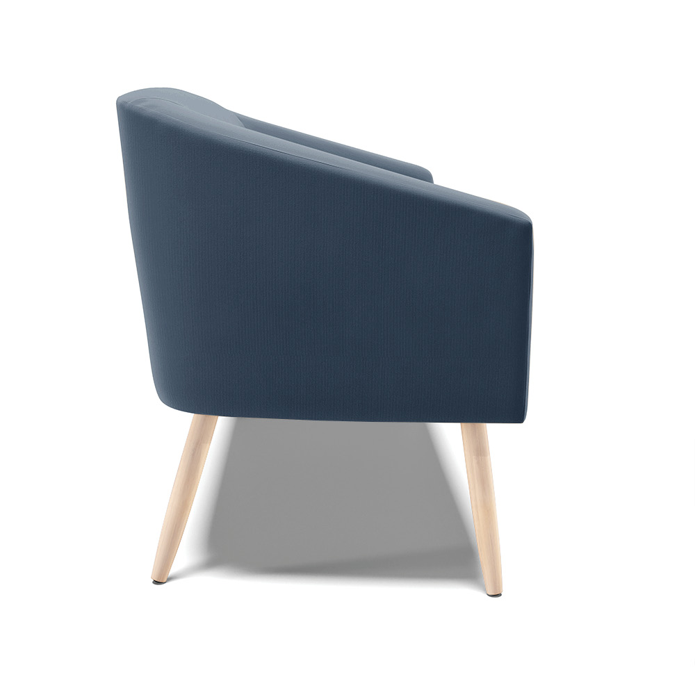 Namoradeira 02 Lugares Stella Suede Azul Marinho Pés Palito Natural - D'Rossi