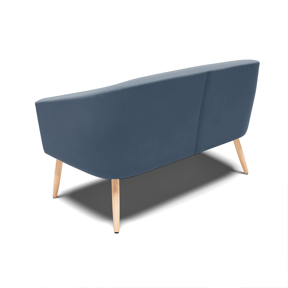 Namoradeira 02 Lugares Stella Suede Azul Marinho Pés Palito Natural - D'Rossi