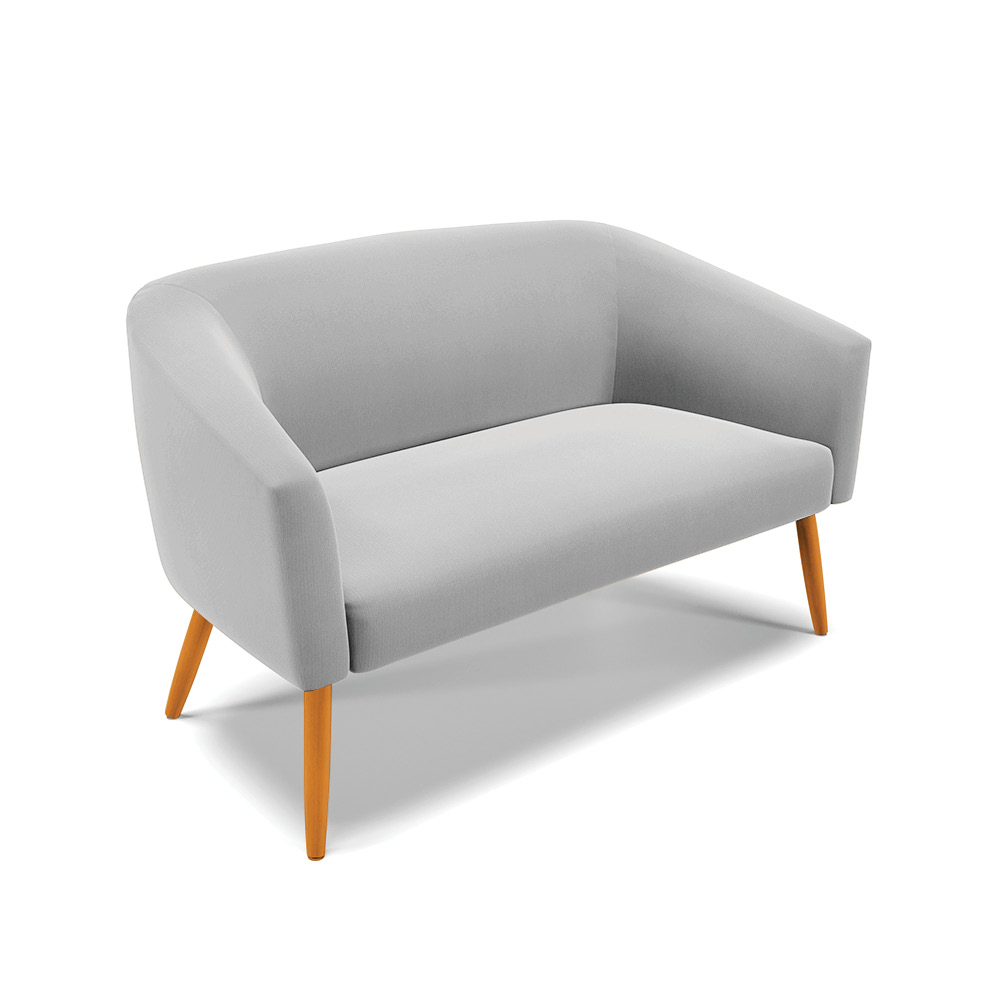 Namoradeira 02 Lugares Stella Suede Cinza Pés Palito Castanho D'Rossi