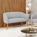 Namoradeira 02 Lugares Stella Suede Cinza Pés Palito Castanho D'Rossi