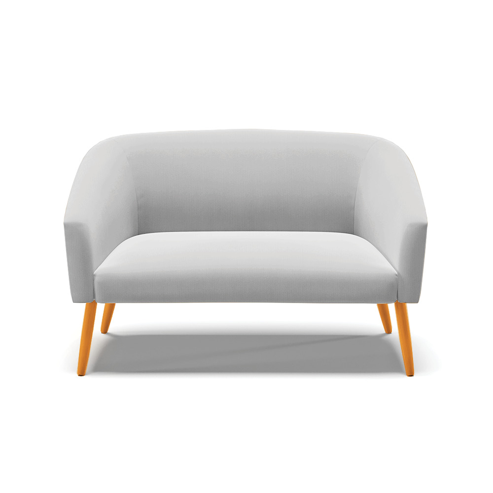 Namoradeira 02 Lugares Stella Suede Cinza Pés Palito Castanho D'Rossi