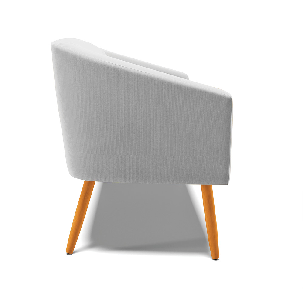 Namoradeira 02 Lugares Stella Suede Cinza Pés Palito Castanho D'Rossi