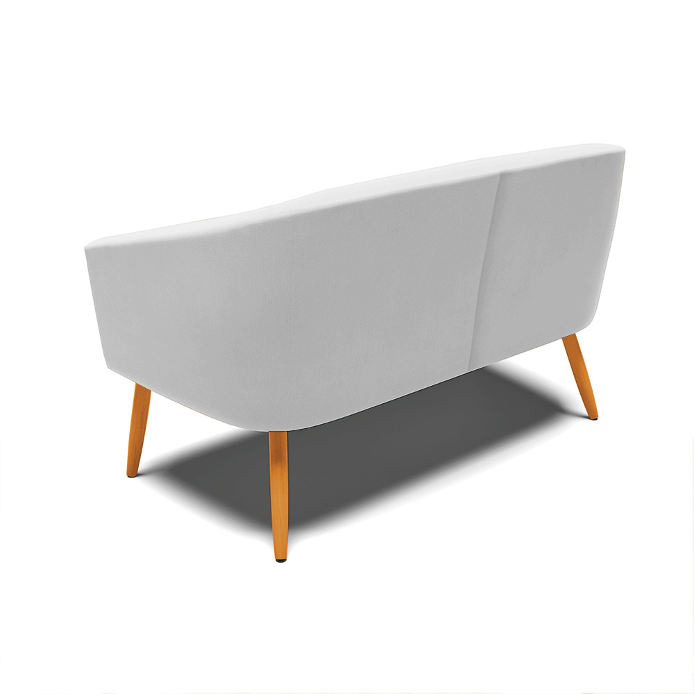 Namoradeira 02 Lugares Stella Suede Cinza Pés Palito Castanho D'Rossi