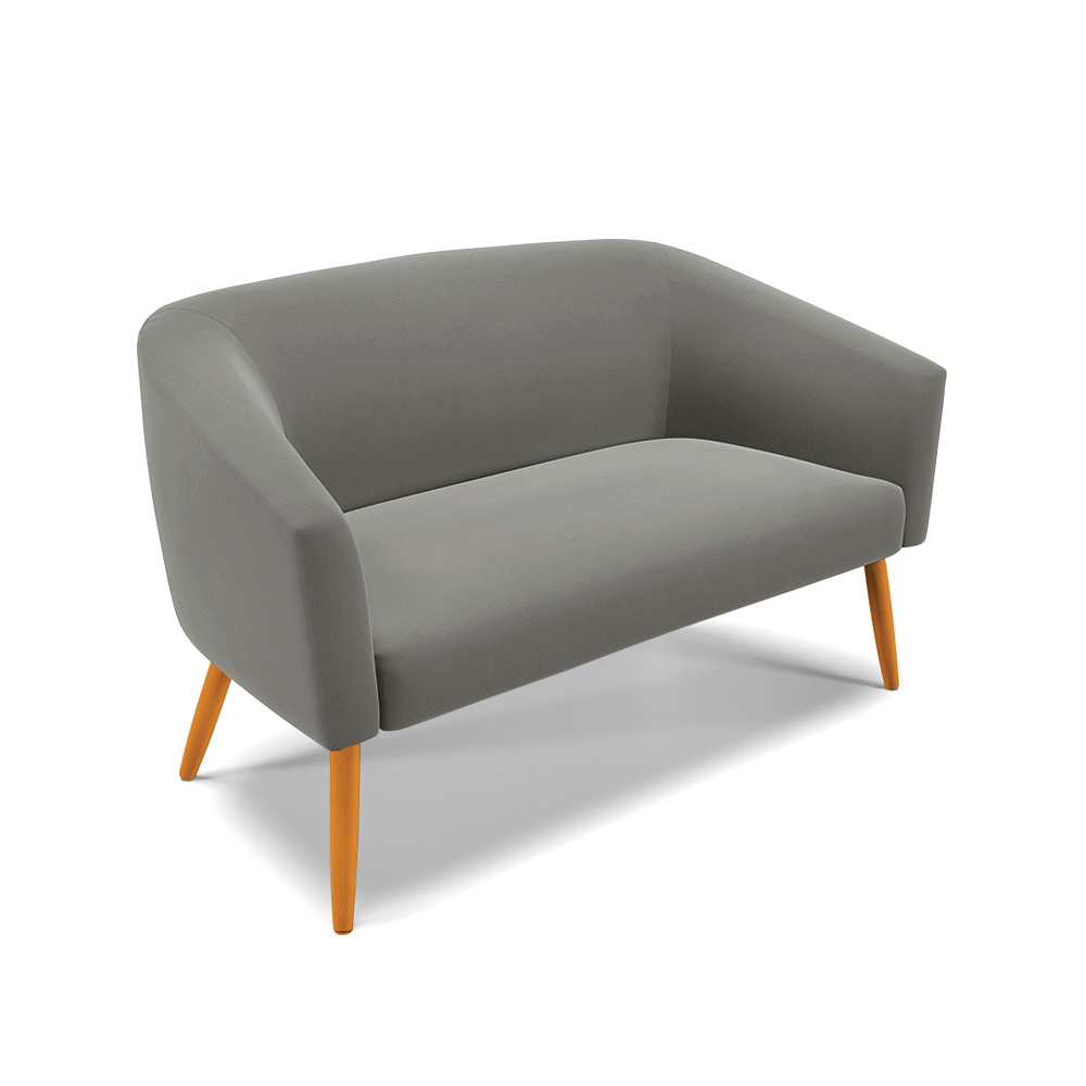Namoradeira 02 Lugares Stella Suede Grafite Pés Palito Castanho D'Rossi