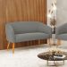 Namoradeira 02 Lugares Stella Suede Grafite Pés Palito Castanho D'Rossi