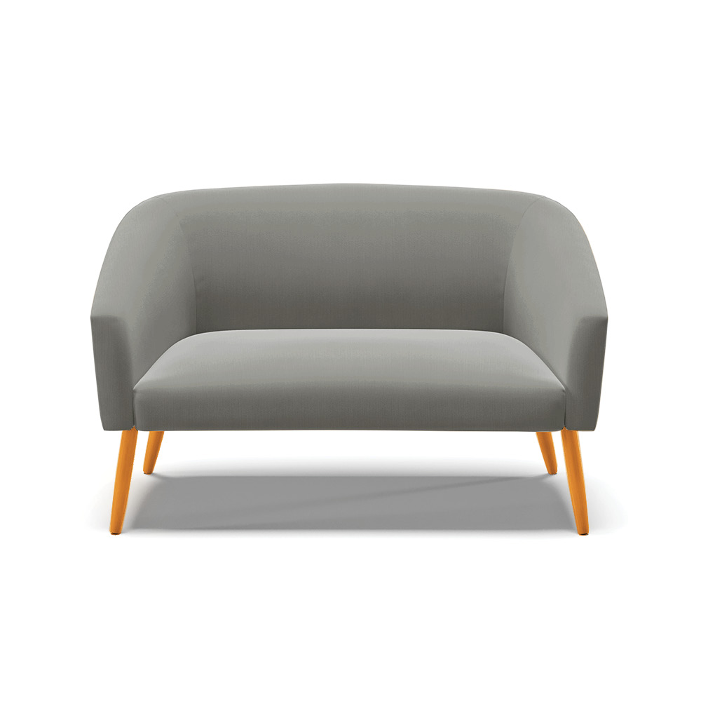 Namoradeira 02 Lugares Stella Suede Grafite Pés Palito Castanho D'Rossi