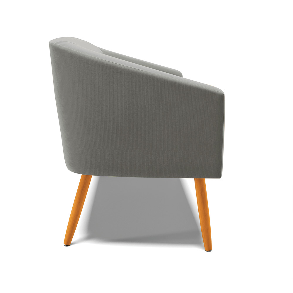 Namoradeira 02 Lugares Stella Suede Grafite Pés Palito Castanho D'Rossi