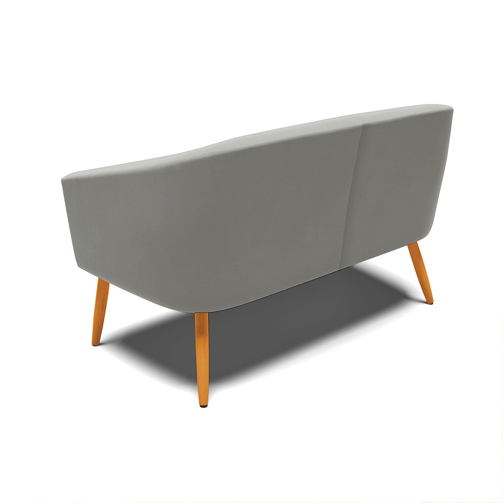 Namoradeira 02 Lugares Stella Suede Grafite Pés Palito Castanho D'Rossi