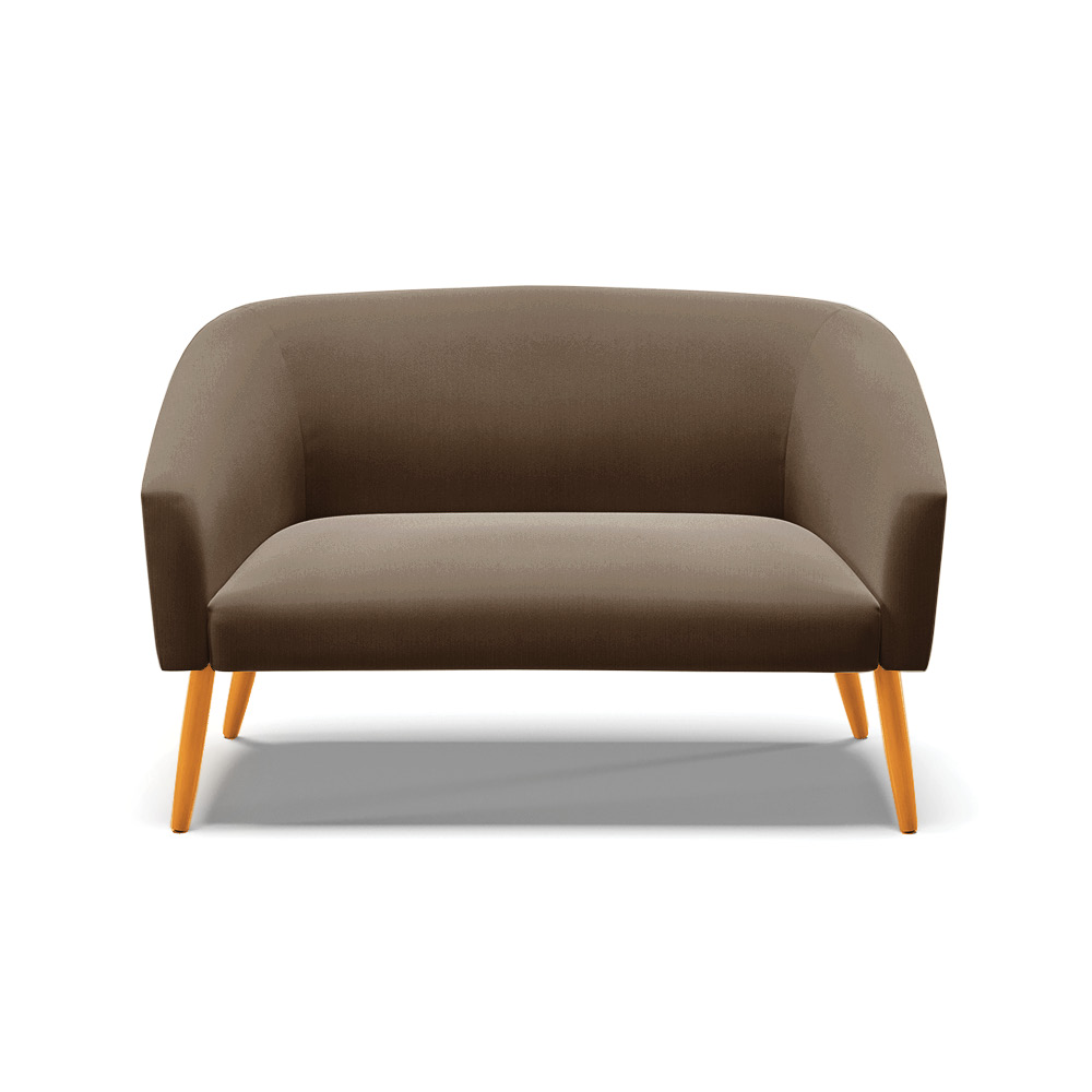 Namoradeira 02 Lugares Stella Suede Marrom Pés Palito Castanho D'Rossi