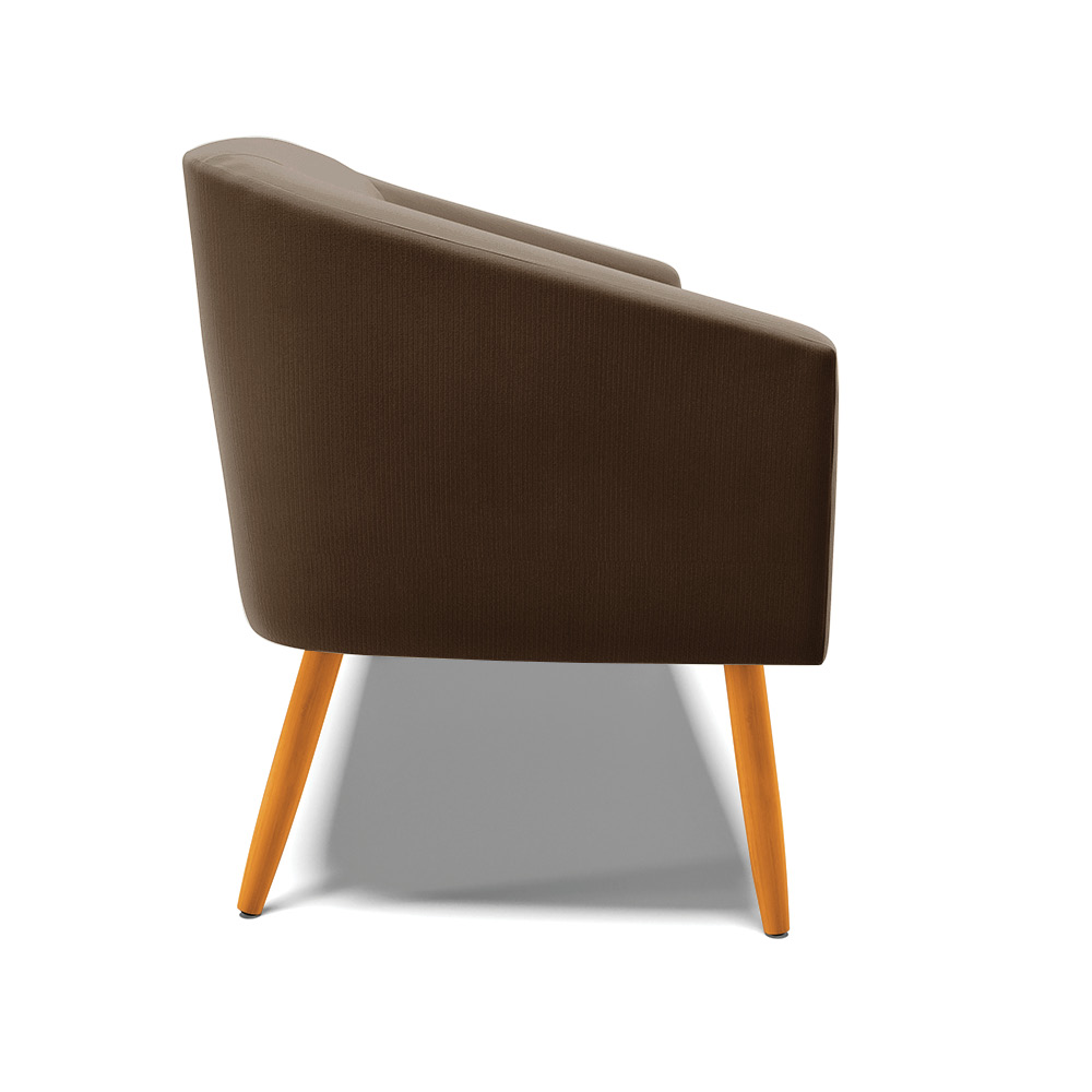 Namoradeira 02 Lugares Stella Suede Marrom Pés Palito Castanho D'Rossi