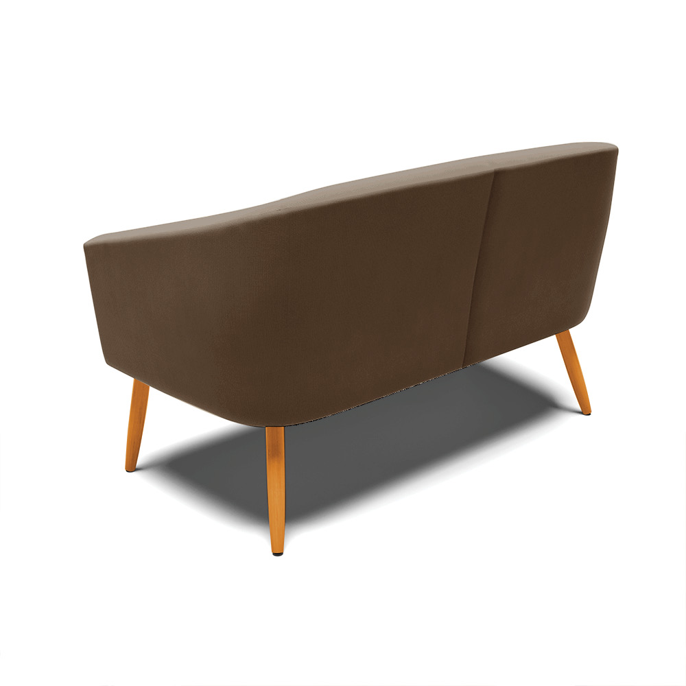 Namoradeira 02 Lugares Stella Suede Marrom Pés Palito Castanho D'Rossi