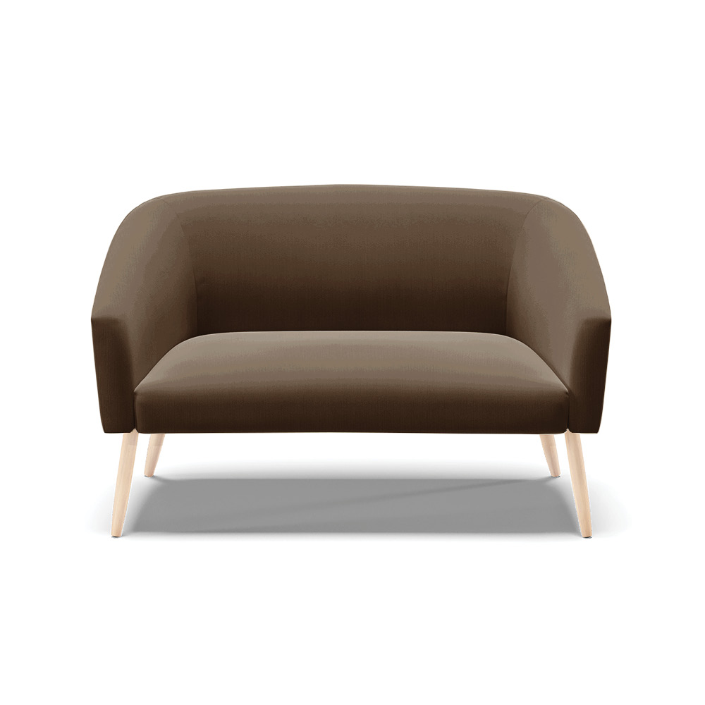 Namoradeira 02 Lugares Stella Suede Marrom Pés Palito Natural - D'Rossi