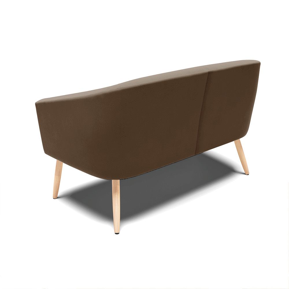 Namoradeira 02 Lugares Stella Suede Marrom Pés Palito Natural - D'Rossi