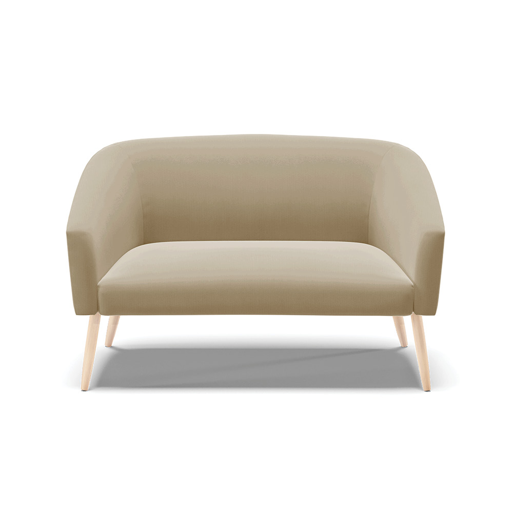 Namoradeira 02 Lugares Stella Suede Marrom Rato Pés Palito Natural - D'Rossi