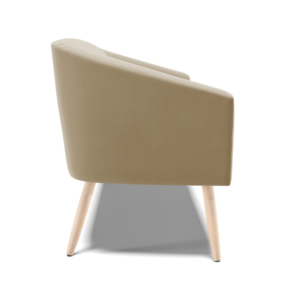 Namoradeira 02 Lugares Stella Suede Marrom Rato Pés Palito Natural - D'Rossi
