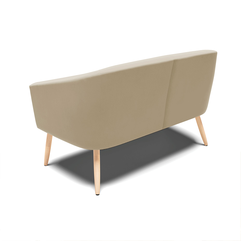 Namoradeira 02 Lugares Stella Suede Marrom Rato Pés Palito Natural - D'Rossi