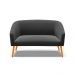 Namoradeira 02 Lugares Stella Suede Preto Pés Palito Castanho D'Rossi