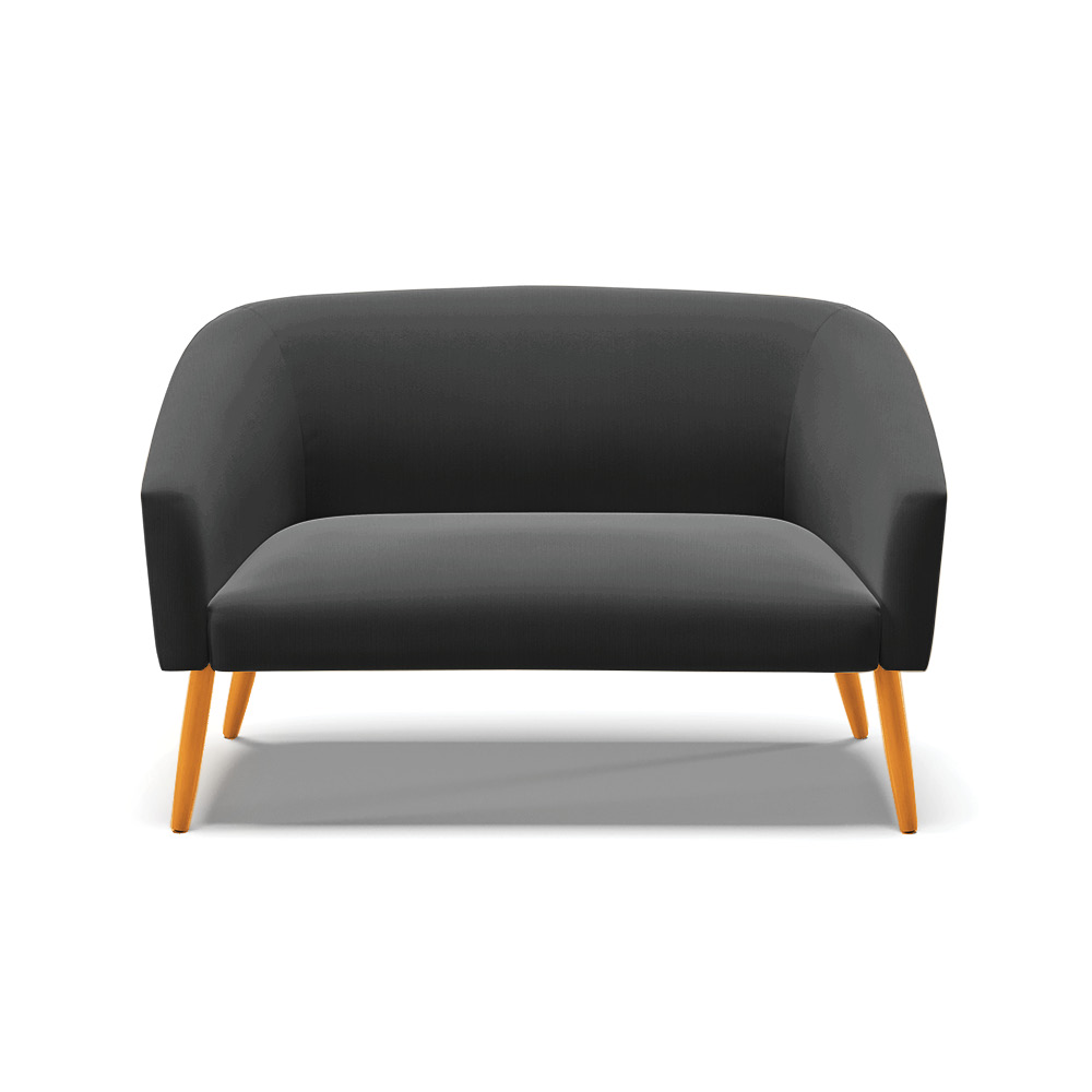 Namoradeira 02 Lugares Stella Suede Preto Pés Palito Castanho D'Rossi
