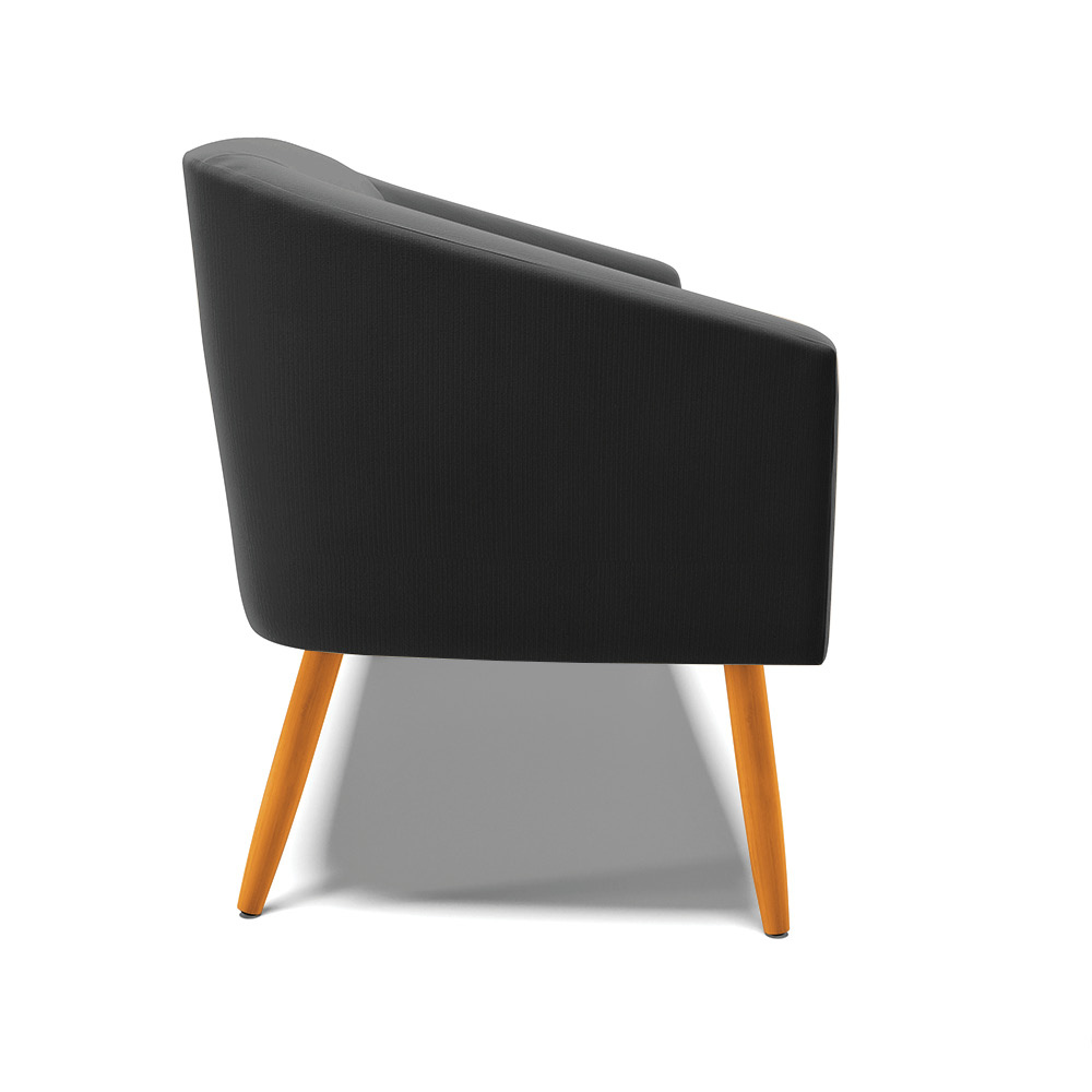 Namoradeira 02 Lugares Stella Suede Preto Pés Palito Castanho D'Rossi