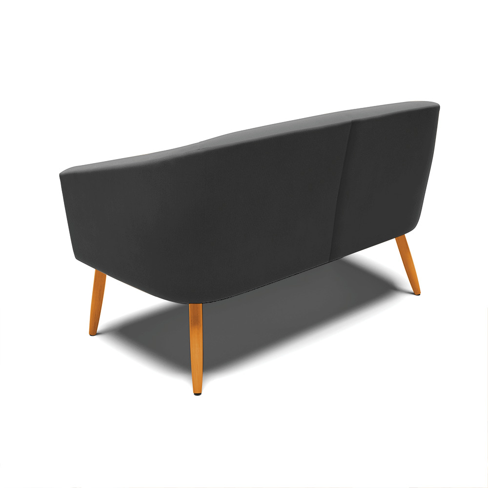 Namoradeira 02 Lugares Stella Suede Preto Pés Palito Castanho D'Rossi