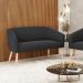 Namoradeira 02 Lugares Stella Suede Preto Pés Palito Natural - D'Rossi