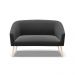 Namoradeira 02 Lugares Stella Suede Preto Pés Palito Natural - D'Rossi