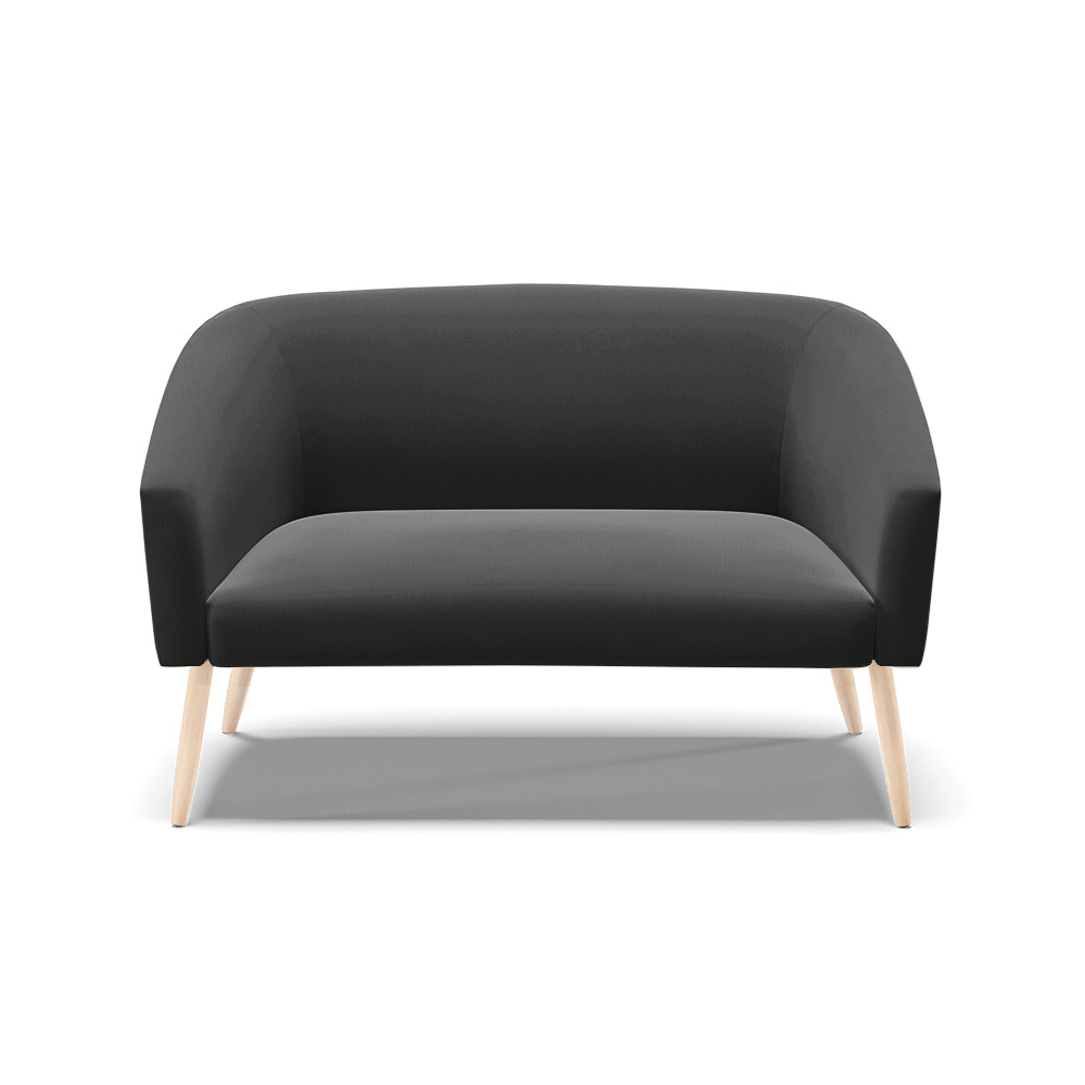 Namoradeira 02 Lugares Stella Suede Preto Pés Palito Natural - D'Rossi