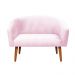 Namoradeira 02 Lugares Stella Suede Rosa Bebê Pés Palito Castanho D'Rossi