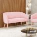 Namoradeira 02 Lugares Stella Suede Rosa Bebê Pés Palito Natural - D'Rossi