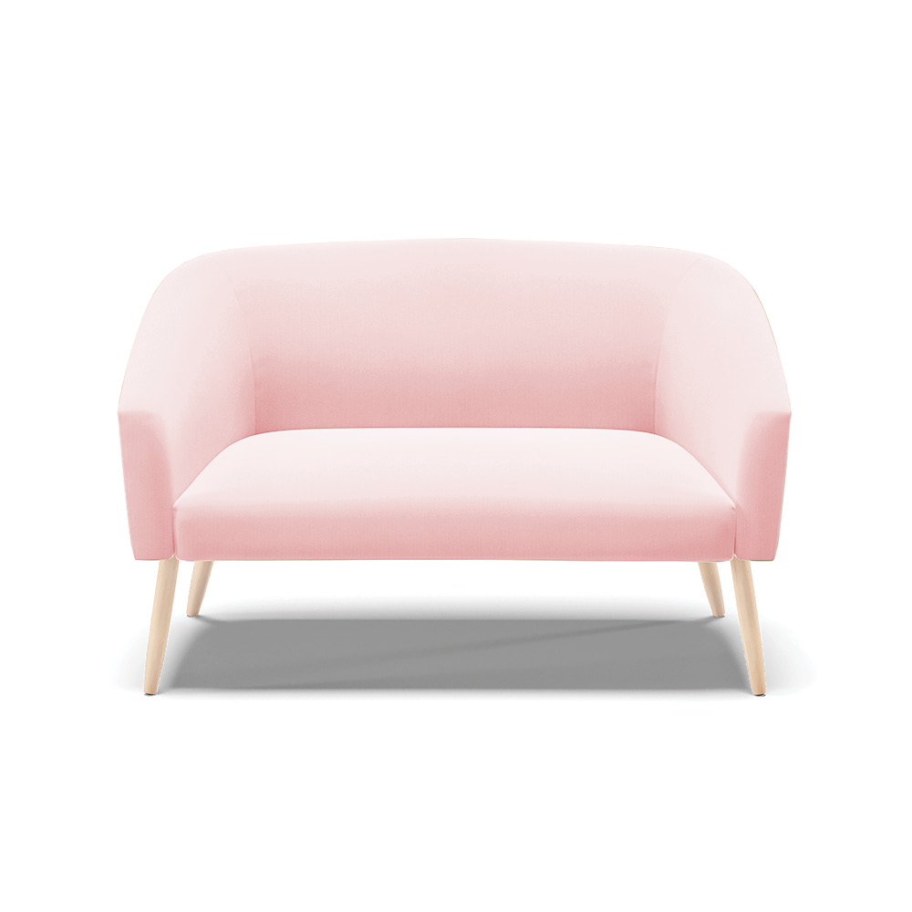Namoradeira 02 Lugares Stella Suede Rosa Bebê Pés Palito Natural - D'Rossi