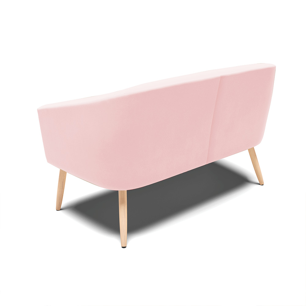 Namoradeira 02 Lugares Stella Suede Rosa Bebê Pés Palito Natural - D'Rossi