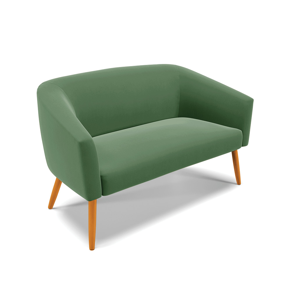 Namoradeira 02 Lugares Stella Suede Verde Pés Palito Castanho D'Rossi