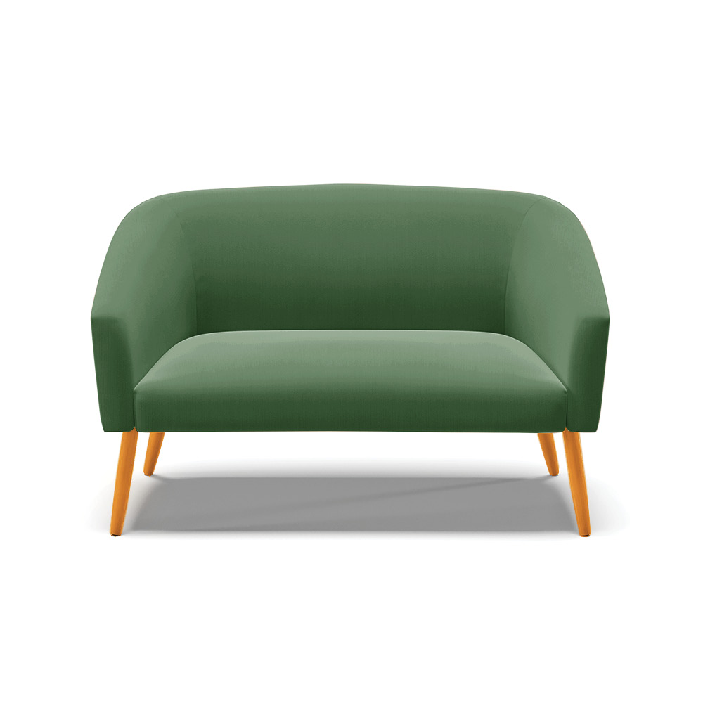 Namoradeira 02 Lugares Stella Suede Verde Pés Palito Castanho D'Rossi