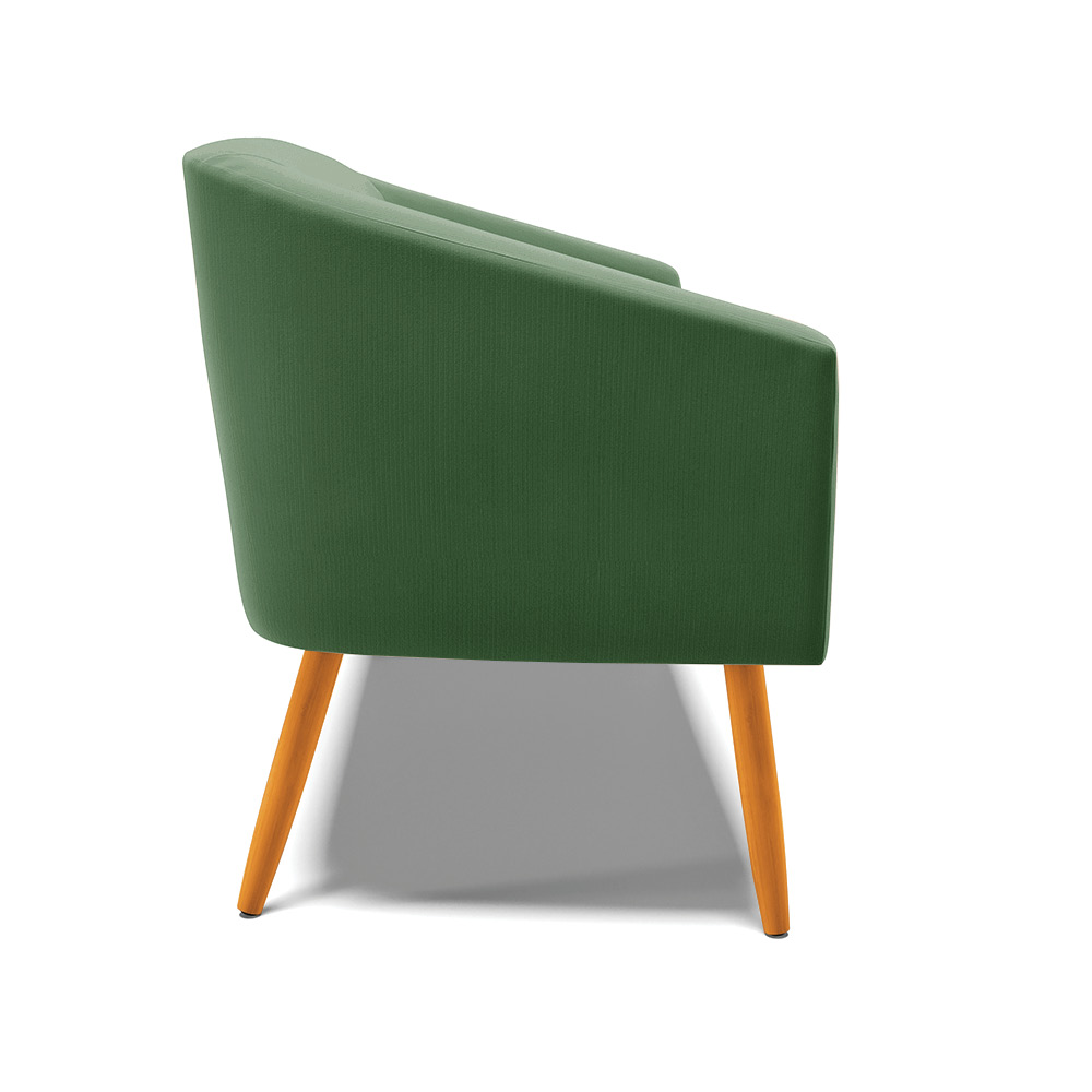 Namoradeira 02 Lugares Stella Suede Verde Pés Palito Castanho D'Rossi