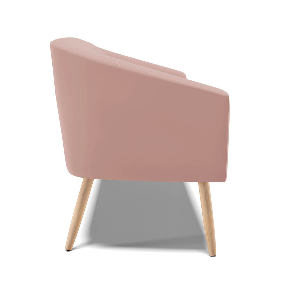 Namoradeira 02 Lugares Stella Veludo Rosê Pés Palito Natural - D'Rossi