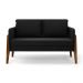 Namoradeira 2 Lugares Lana Suede Preto Base de Madeira - D'Rossi