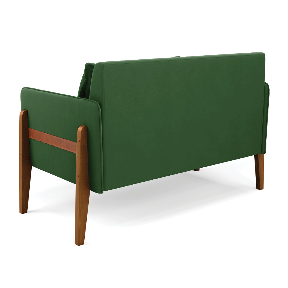 Namoradeira 2 Lugares Lana Suede Verde Base de Madeira - D'Rossi