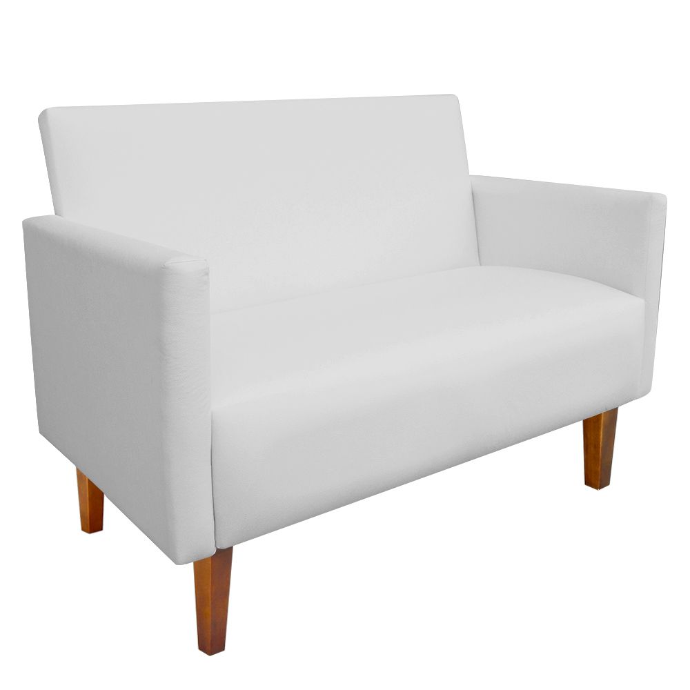 Namoradeira Jade 02 Lugares Corino Branco Pés Chanfrado Castanho - D'Rossi