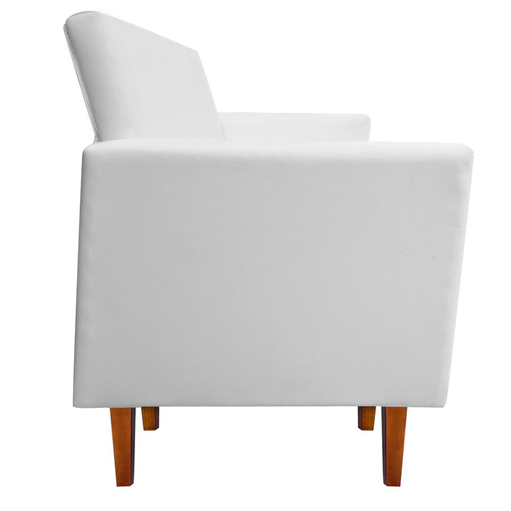 Namoradeira Jade 02 Lugares Corino Branco Pés Chanfrado Castanho - D'Rossi