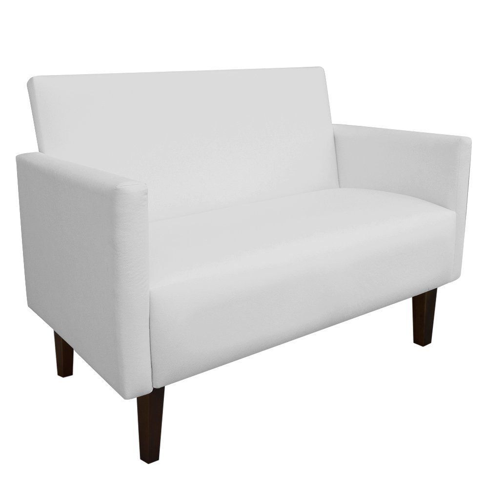 Namoradeira Jade 02 Lugares Corino Branco Pés Chanfrado Tabaco - D'Rossi